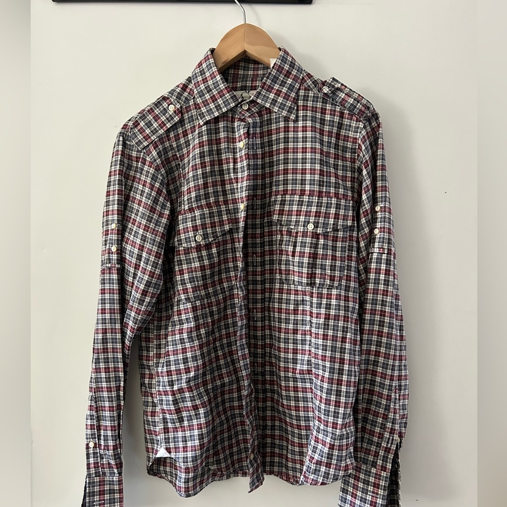 Vintage Barney’s military button down with great details. Excellent condition